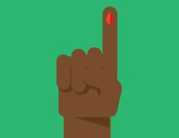 An illustration of a hand with a drop of blood on the index finger.
